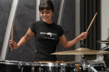 I like to hit things. Drummer t-shirt for women.